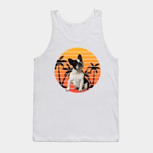 Tropical French Bulldog Palms Summer Retro Style Tank Top